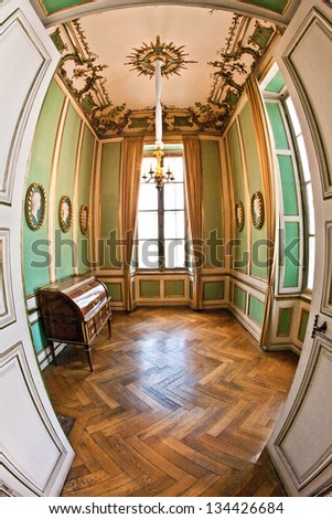 MUNICH, GERMANY - JULY 8: inside nymphenburg castle on July 8,2011 in Munich, Germany. It owes its foundation as a summer residence to the birth of the heir to the throne, Max Emanuel,  born in 1662.
