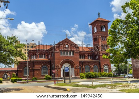 LAKE CHARLES, USA - AUGUST 9:   visit cathedral of the immaculate conception on August 9, 2013 in Lake Charles, USA. The church was built in 1913 and became cathedral in 1980 by pope John Paul II.