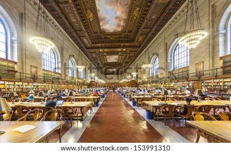 New York City - July 10: People Study In The New York Public Library On July 10, 2010 In Manhattan, New York City. New York Public Library Is The Third Largest Public Library In North America.