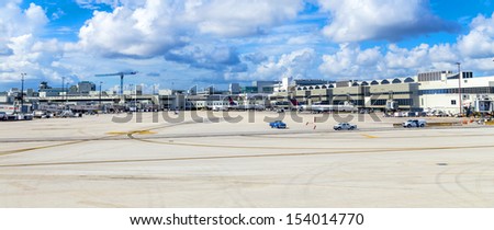 MIAMI, USA - AUGUST 7: Miami international Airport on August 7, 2013 in Miami, USA. The Airport , also known as MIA and historically Wilcox Field, is the primary airport serving Florida area.