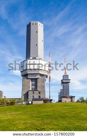 SCHMITTEN, GERMANY - OCT 3: radio and TV station at Mount Grosser Feldberg on Oct 3, 2013 in Schmitten, Germany. The tower was build in 1937 and serves since then as TV and radio transmitter.