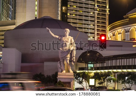 LAS VEGAS, CA - JUNE 15, 2012: Caesars Palace hotel & casino. It opened on August 5, 1966 and has 3,348 rooms in five towers: Augustus, Centurion, Roman, Palace, and Forum.