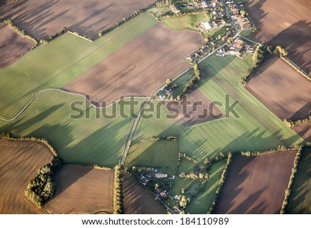aerial of rural landscape in Hamburg by approaching Hamburg airport