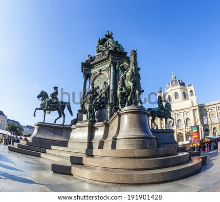 VIENNA - NOV 27: people visit Maria Theresia Monument on Nov 27, 2010 in Vienna, Austria. The monument was built by Kaspar von Zumbusch in the year 1888