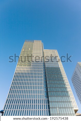 FRANKFURT, GERMANY - FEB 20: famous skyscraper and Hotel Jumeirah on February 20, 2010 in Frankfurt, Germany. Architects Engel and Zimmermann finalized the Jumeirah in April 2010.