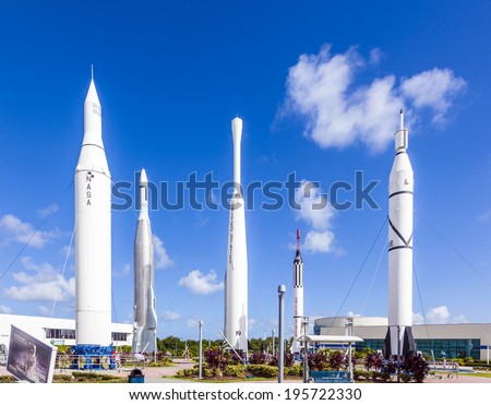 ORLANDO, USA - JULY 25: The Rocket Garden at Kennedy Space Center features 8 authentic rockets from past space explorations on July 25, 2010 in Orlando, USA.