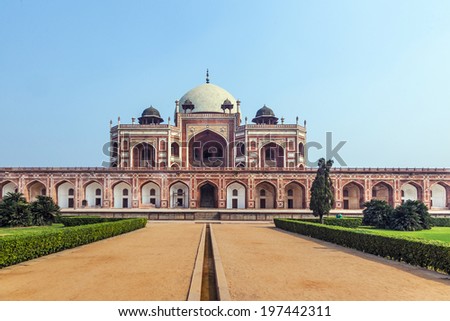 Humayun Tomb in Delhi, India. The Tomb was declared a UNESCO World Heritage Site in 1993.