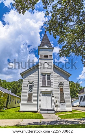 LAKE CHARLES, USA - JULY 12, 2013: St. Johns Lutheran Church in Lake Charles, USA. It is the oldest remaining church in town, built in 1888.