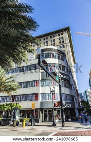 MIAMI, USA - AUGUST 19, 2014: facade of la epoca department store in Miami, USA. Relocated from Havana to Miami in 1965, this is one of Downtown Miami\'s oldest department stores.