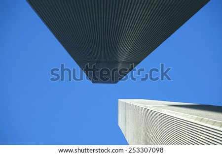 NEW YORK, USA - NOV 26, 1998: view of facade of world trade center on a sunny day in New York, USA.