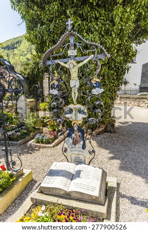 TRAUNKIRCHEN, AUSTRIA - APR 22, 2015: old cemetery at the church yard in Traunkichen, Austria. The abbey was already in existance by 632 A.D.