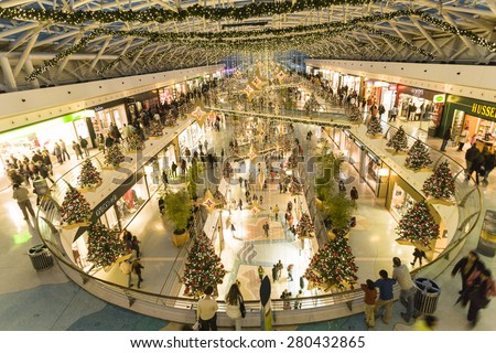 LISBON, PORTUGAL - DEC 27, 2008: Vasco da Gama shopping center (expo area) in Lisbon, Portugal. It is near the famous  Oriente metro Station with 75 million passengers per year.