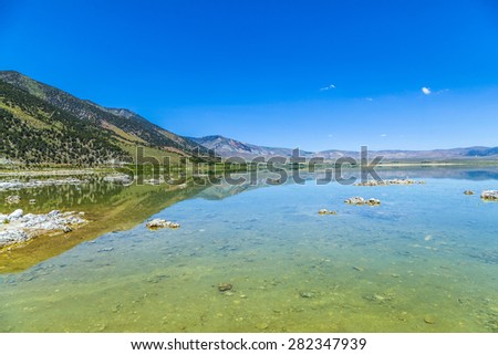 beautiful Mono Lake in California near Lee Vining in little planet perspective
