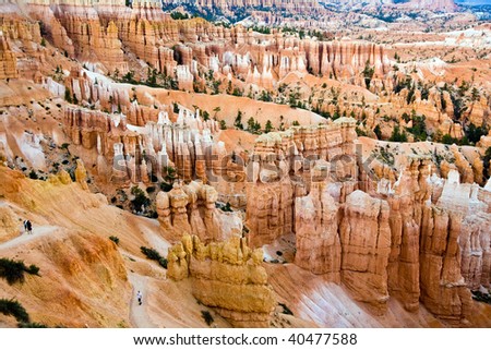 beautiful landscape in Bryce Canyon with magnificent Stone formation like Amphitheater, temples, figures in afternoon light felsenmeer amphitheater