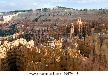 beautiful landscape in Bryce Canyon with magnificent Stone formation like Amphitheater, temples, figures