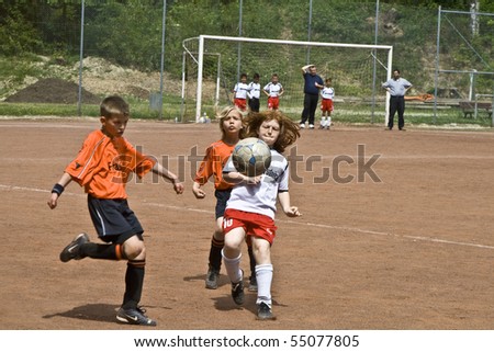 NIEDERJOSBACH, GERMANY - MAY 08: Football game Children E-Class Niederjosbach - BSC Schwalbach , May 08, 2008 in Niederjosbach, Germany