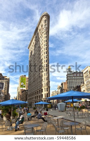 NEW YORK, USA  - JULY 12: Facade of the Flatiron building in early morning in morning sun on July 12,2010 in New York, USA.