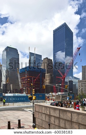 NEW YORK, USA - JULY 9: view of buildings and construction work on Ground Zero,rebuilding the site on July 9, 2010, New York