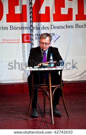 FRANKFURT, GERMANY - OCTOBER 10: public day for Frankfurt Book fair, Hans Zippert reading and presenting his newest book  on October 10, 2010 in Frankfurt, Germany.