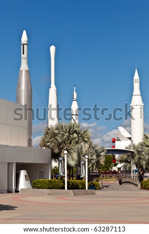ORLANDO, USA - JULY 25: The Rocket Garden at Kennedy Space Center features  authentic rockets from past space explorations on July 25, 2010 in Orlando, USA.