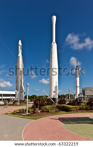 ORLANDO, USA - JULY 25: The Rocket Garden at Kennedy Space Center features 8 authentic rockets from past space explorations on July 25, 2010 in Orlando, USA.