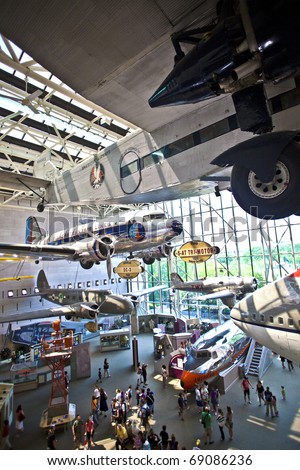 WASHINGTON DC - JULY 10: National Air and Space museum in Washington  holds the largest collection of historic aircraft and spacecraft in the world. Open for public at July 14,2010, Washington, USA.