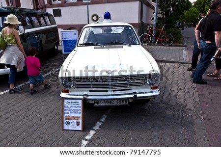 OBERURSEL, GERMANY - JUNE 12: old police car at the Hessentag on June 12, 2011 in Oberursel, Germany. Hessentag is a big festival to present a city in the county of Hesse in Germany.