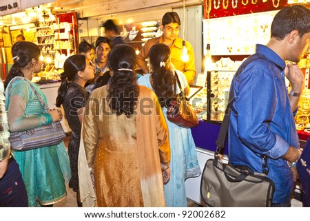 DELHI, INDIA - NOV 11: people shop inside the Bazaar in the Red Fort on November 11,2011 in Delhi, India. Meena Bazaar, built by Mukarmat Khan 300 years ago, was the first covered bazaar in India .