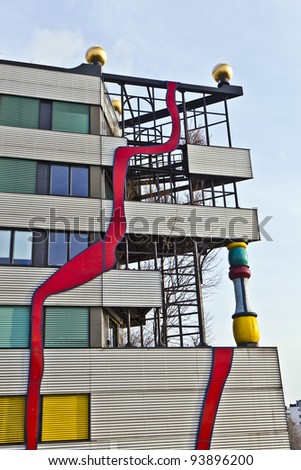 VIENNA, AUSTRIA - NOVEMBER 26: The District heating in Vienna of artist Hundertwasser on November 26, 2010 in Vienna, Austria.  It was inaugurated in 1992 and heats 60000 apartments.
