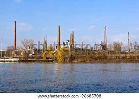 old chemical plant at river Main in Frankfurt