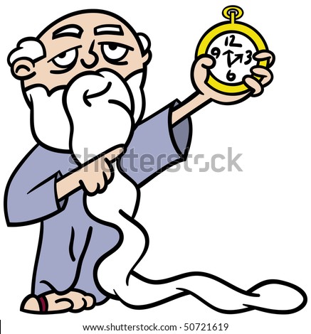 stock vector : Cartoon illustration of Father Time with an extra long white 
