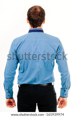 Male model with shirt. businessman looking at camera with satisfaction, isolated on white background. man standing in shirt and pants isolated. More images of this models you can find in my portfolio