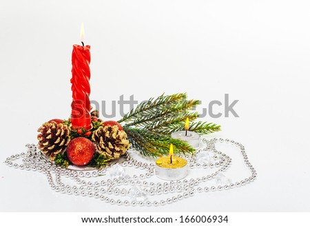 xmas ornaments on bright holiday background with space for text. New Year Celebration. Isolate on white. Christmas background. Happy New Year and Merry Christmas!