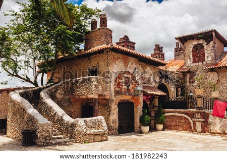 Ancient village Altos de Chavon - Colonial town reconstructed in Dominican Republic. Casa de Campo, La Romana, Dominican Republic. Vocation and travel, tropical seaside resort