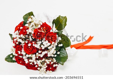 Wedding Bouquet of flowers isolated on white. Beautiful bouquet of flowers ready for the big wedding ceremony