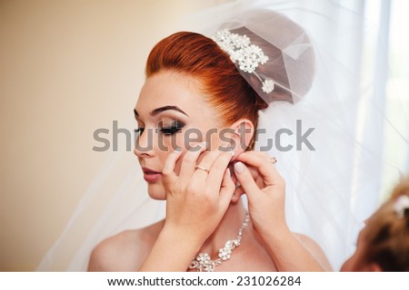 Bride getting ready. Bride dressing gown. bride is getting ready in the morning