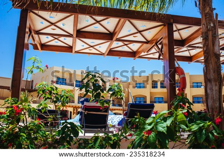 Typical unrecognizable 5 star hotel in Egypt, Africa. Holiday resort in Egypt. sharm el sheikh. hurgada.
