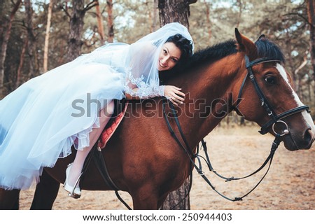 Bride with horse. Portrait of a fashion bride with horse.