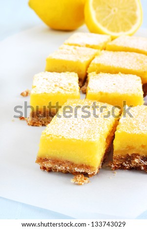 Lemon bars baked with a crushed almond crust