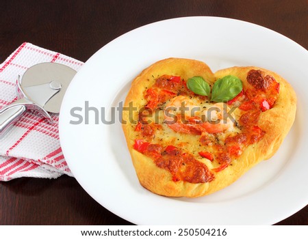 Heart shaped pizza for Valentine\'s day