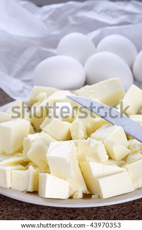 Butter and eggs warming up to room temperature