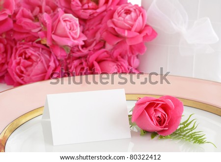 Place setting for special celebration such as wedding, anniversary or birthday