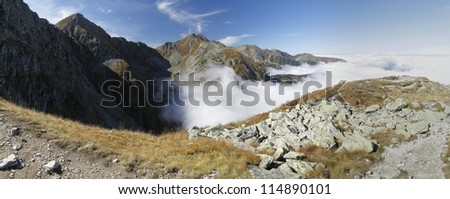 west look from Jamnice sedlo (saddle) in West part of Tatra mountains in Slovakia