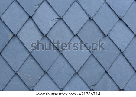 Slate at house - slate roof and slate facade background