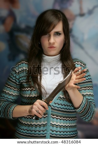 The young girl with a dagger