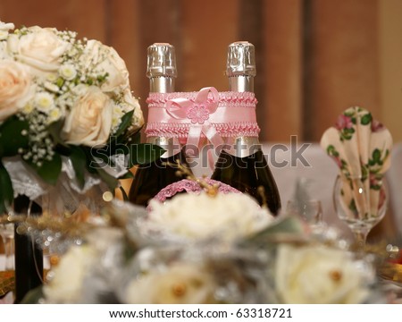 stock photo Wedding table champagne