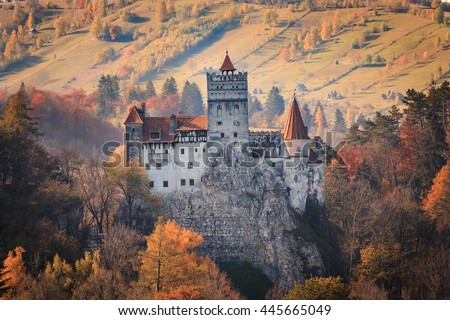 Europe, Transylvania, Romania, 13th century Castle Bran, associated with Vlad II the Impaler, AKA Dracula.Queen Marie of Romania\'s later residence.