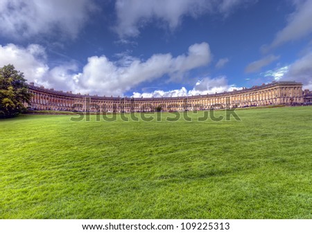 The Royal Crescent in Bath England seen from the Victoria Park