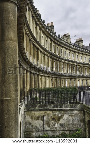 The Royal Crescent in Bath England seen from the Victoria Park