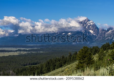 High Dynamic Range Image of the Grand Teton Peaks, in the Grand Teton National Park, just south of Yellowstone National Park